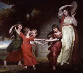 George Romney The five youngest children of Granville Leveson-Gower, 1st Marquess of Stafford Norge oil painting art